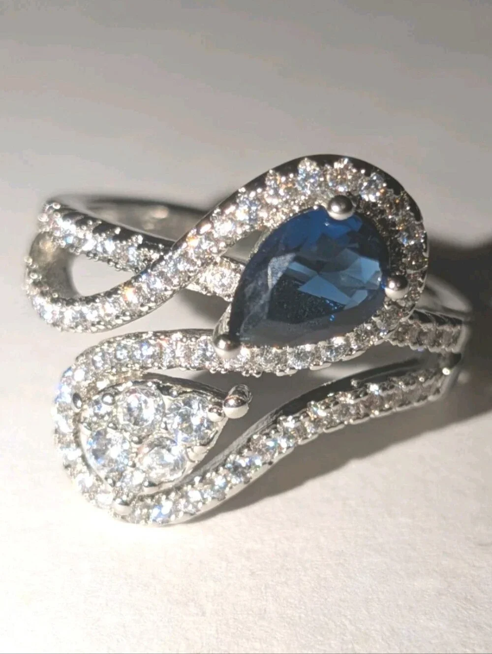 14k White Gold Plated 2.50 Ct Round Lab-Created Diamond Bypass Engagement Ring
